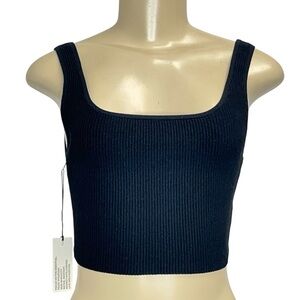 NWT Babaton Black Aritzia Sculpt Knit Squareneck Cropped Tank Sweater Size S